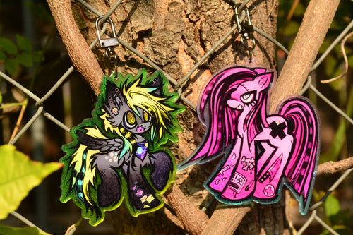 Derpy + Pinkamena Glitter acrylic Keychain Bundle (pre-order)